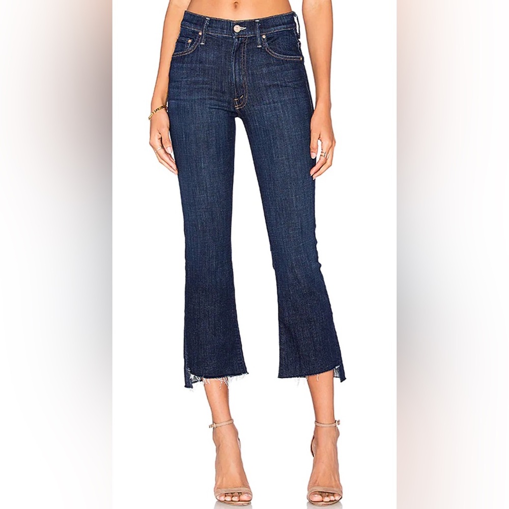 MOTHER Dark Blue Cropped Flare Jeans
